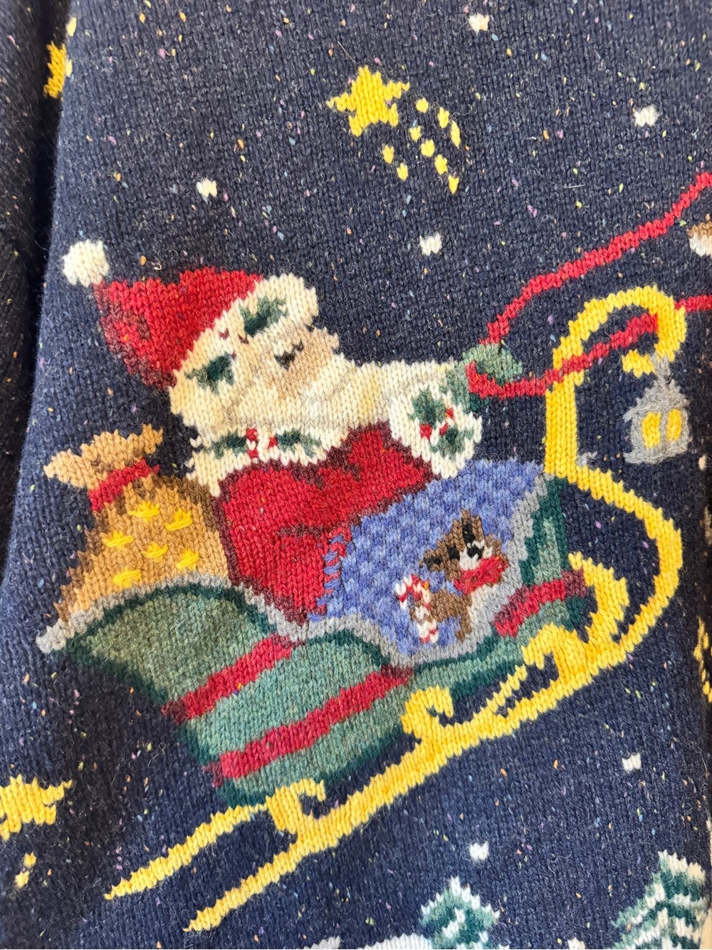 Talbots Vintage Lambswool Santa Christmas Sweater XL wool reindeer holiday - Picture 5 of 9